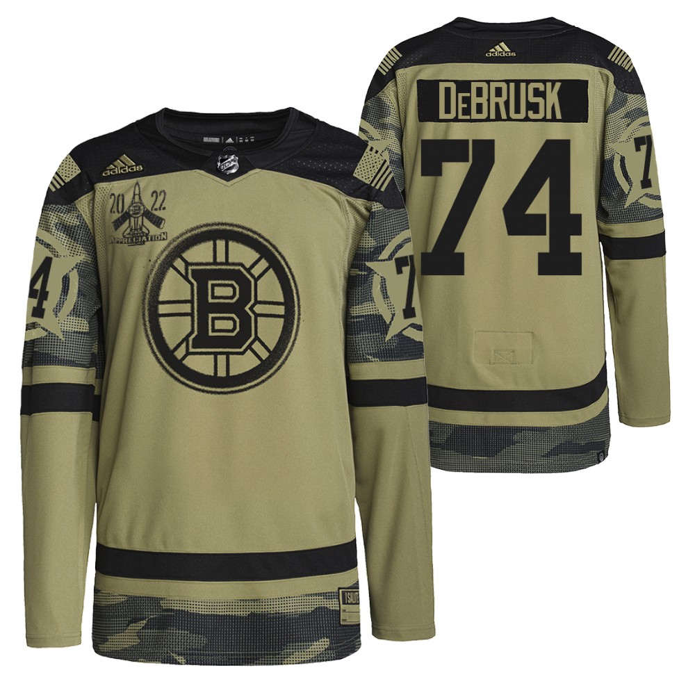 Boston Bruins Jake DeBrusk Camo 2022 Military Appreciation Night Primegreen Authentic Jersey Stitched
