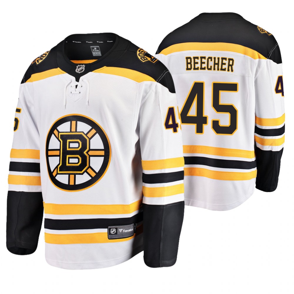 Boston Bruins John Beecher Men's Away Breakaway Player Jersey