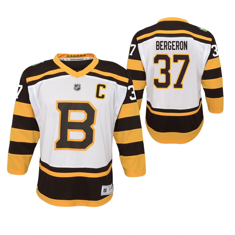 Boston Bruins Patrice Bergeron Youth White Away Jersey Stitched
