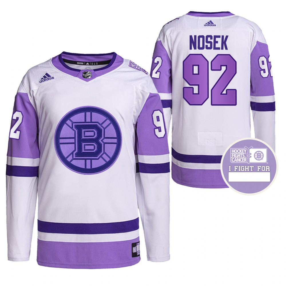 Boston Bruins Tomas Nosek Hockey Fights Cancer White Purple Primegreen Authentic Jersey