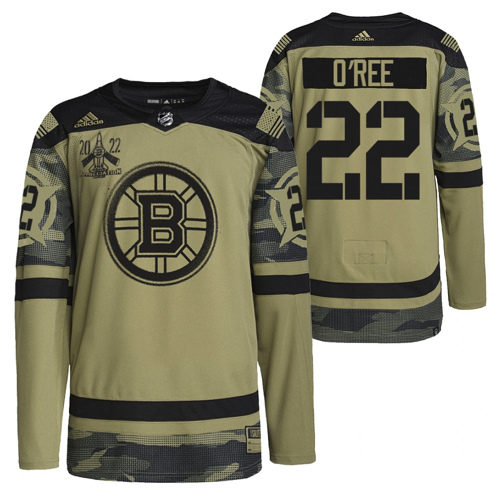 Boston Bruins Willie O'Ree Camo 2022 Military Appreciation Night Primegreen Authentic Jersey Stitched