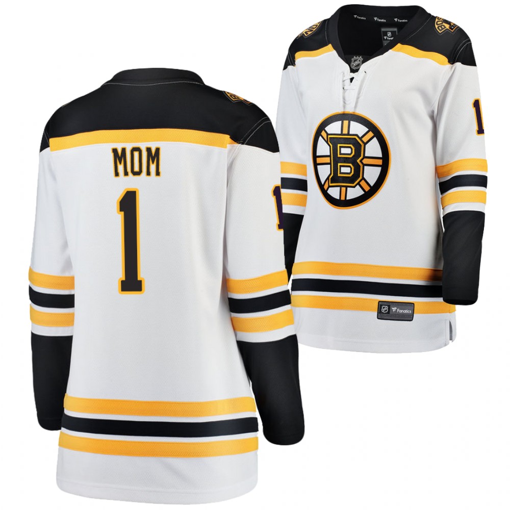 Boston Bruins Women White NO.1 Mom Jersey
