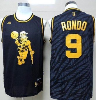 Boston Celtics #9 Rajon Rondo Black Precious Metals Fashion NBA Jersey