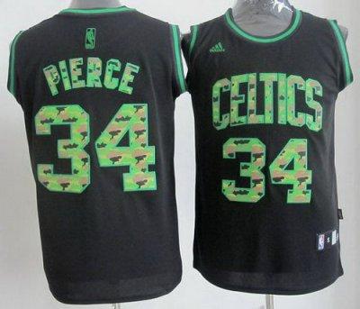 Boston Celtics 34 Paul Pierce Black Revolution 30 Swingman NBA Jerseys Camo Number