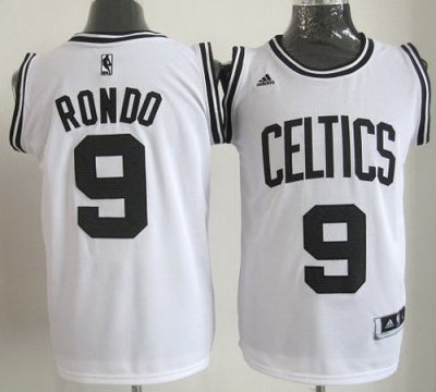 Boston Celtics 9 Rajon Rondo White Revolution 30 Swingman NBA Jerseys Black Number