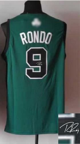 Boston Celtics Revolution 30 Autographed #9 Rajon Rondo Green(Black No.) Stitched NBA Jersey