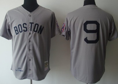 Boston Red Sox #9 Ted Williams 1939 Gray Throwback Jerseys