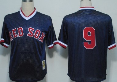 Boston Red Sox #9 Ted Williams Navy Blue Throwabck Jerseys