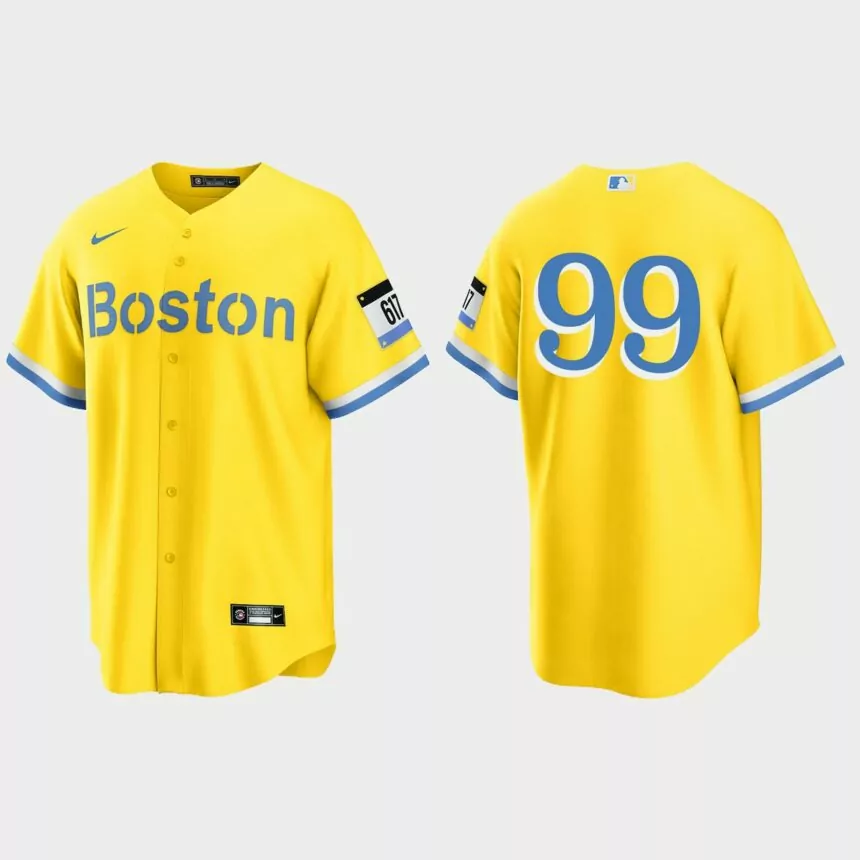 Boston Red Sox #99 Alex Verdugo 2021 City Connect Replica Jersey – Gold Light Blue