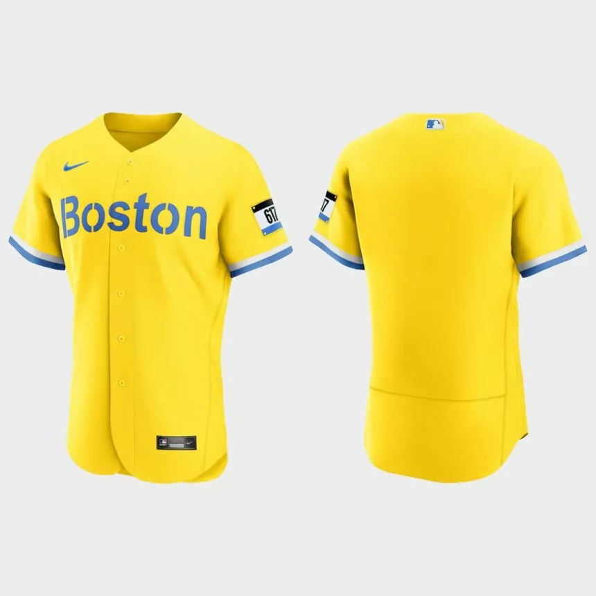 Boston Red Sox 2021 City Connect Authentic Jersey – Gold Light Blue