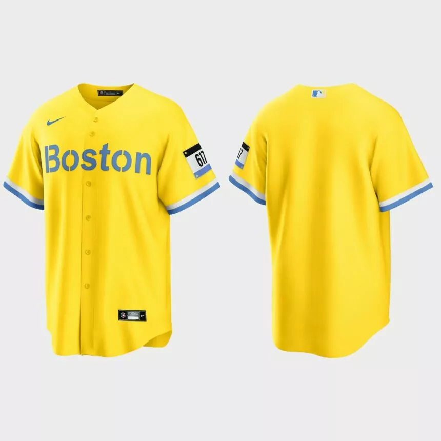 Boston Red Sox 2021 City Connect Replica Jersey – Gold Light Blue