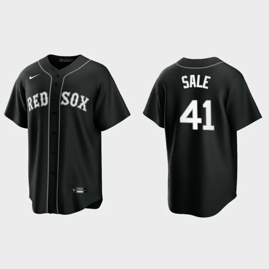 Boston Red Sox Chris Sale 2021 All Black Fashion Replica Jersey – Black White