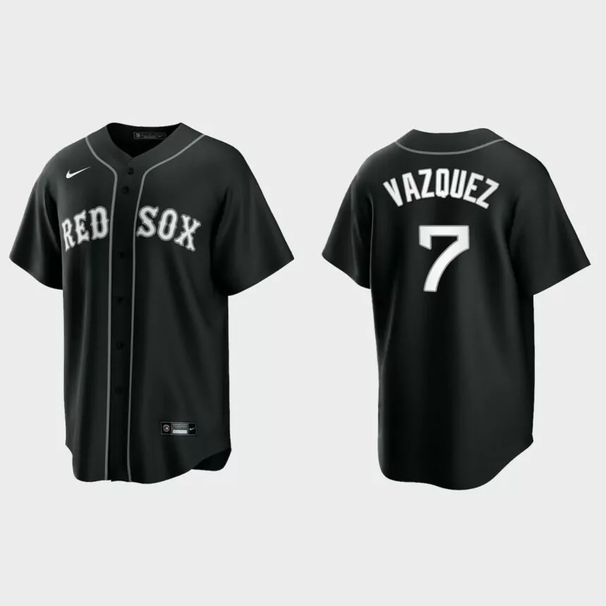 Boston Red Sox Christian Vazquez 2021 All Black Fashion Replica Jersey – Black White