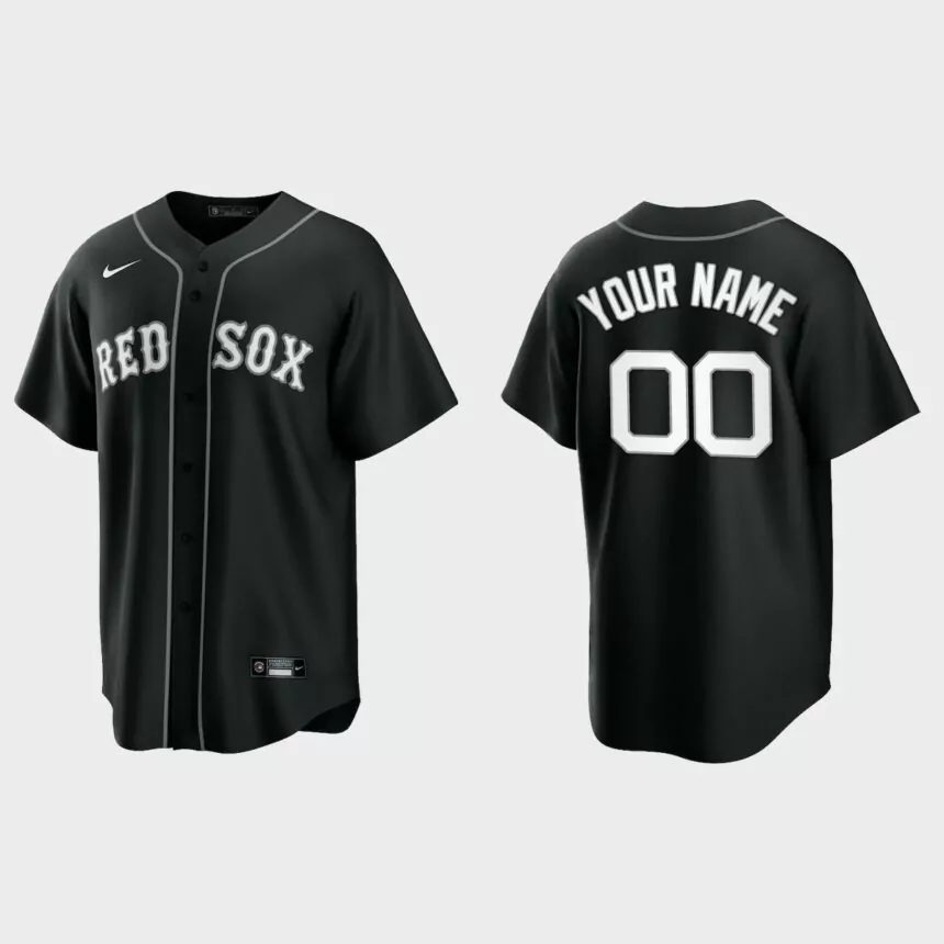 Boston Red Sox Custom 2021 All Black Fashion Replica Jersey – Black White