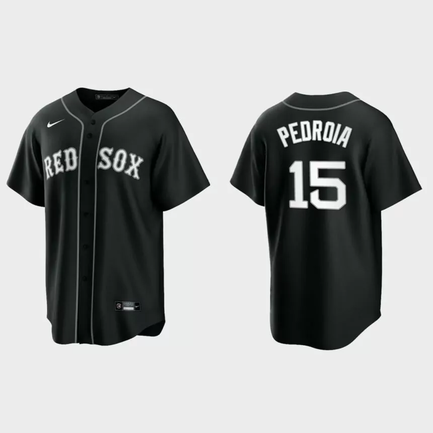 Boston Red Sox Dustin Pedroia 2021 All Black Fashion Replica Jersey – Black White