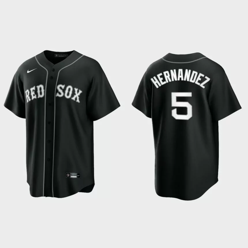 Boston Red Sox Enrique Hernandez 2021 All Black Fashion Replica Jersey – Black White