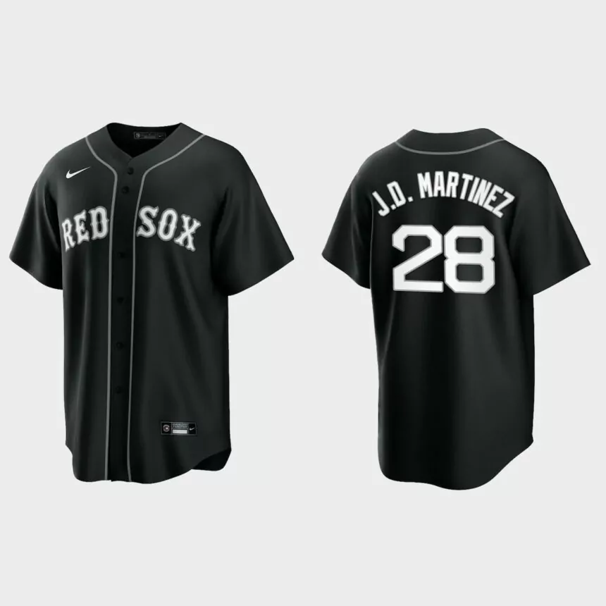 Boston Red Sox J.D. Martinez 2021 All Black Fashion Replica Jersey – Black White