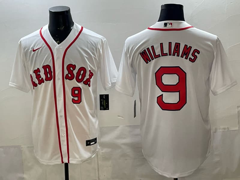 Boston Red Sox NIKE White Home Ted Williams #9 Replica Jersey