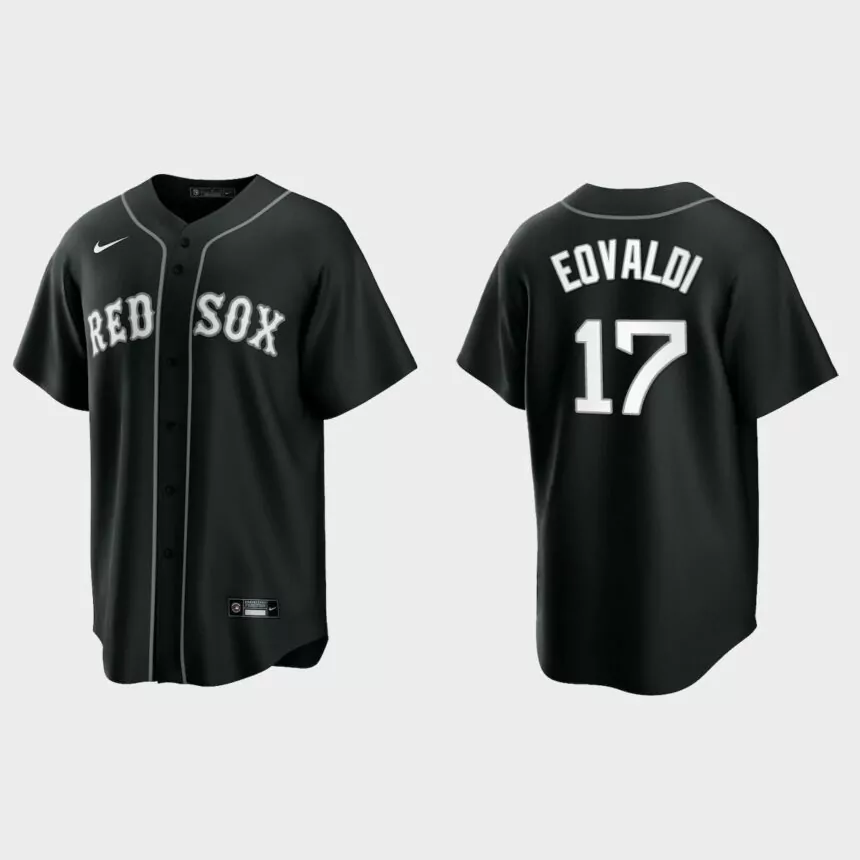 Boston Red Sox Nathan Eovaldi 2021 All Black Fashion Replica Jersey – Black White
