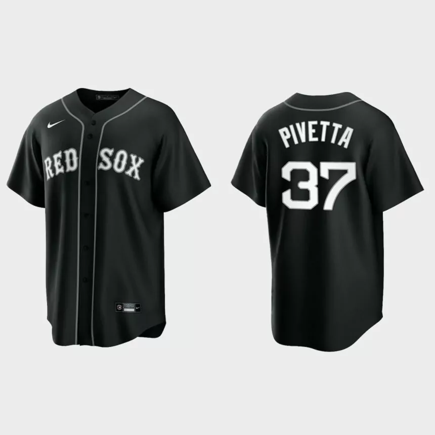 Boston Red Sox Nick Pivetta 2021 All Black Fashion Replica Jersey – Black White