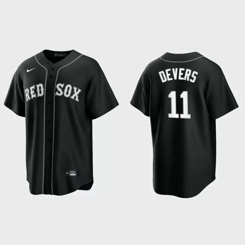 Boston Red Sox Rafael Devers 2021 All Black Fashion Replica Jersey – Black White