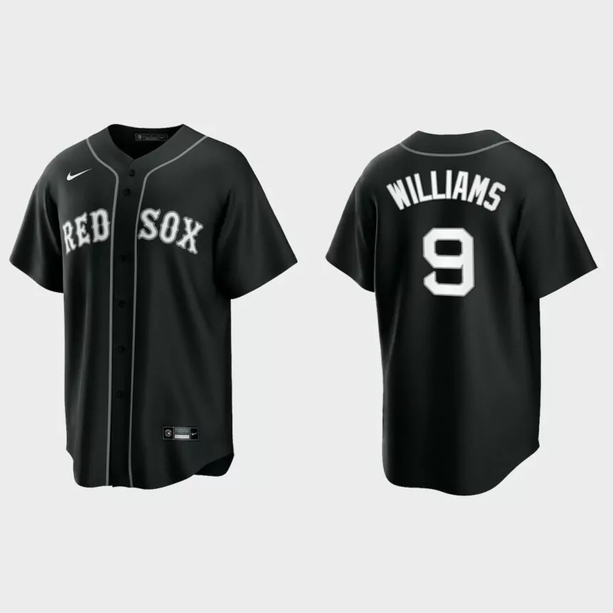 Boston Red Sox Ted Williams 2021 All Black Fashion Replica Jersey – Black White