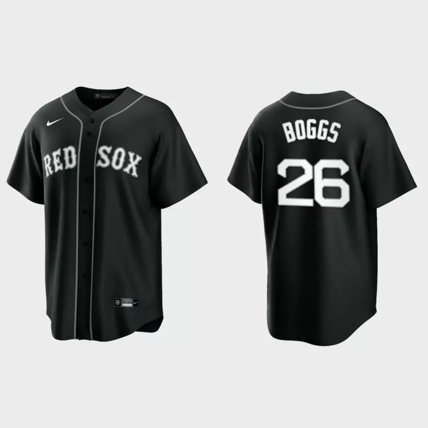 Boston Red Sox Wade Boggs 2021 All Black Fashion Replica Jersey – Black White