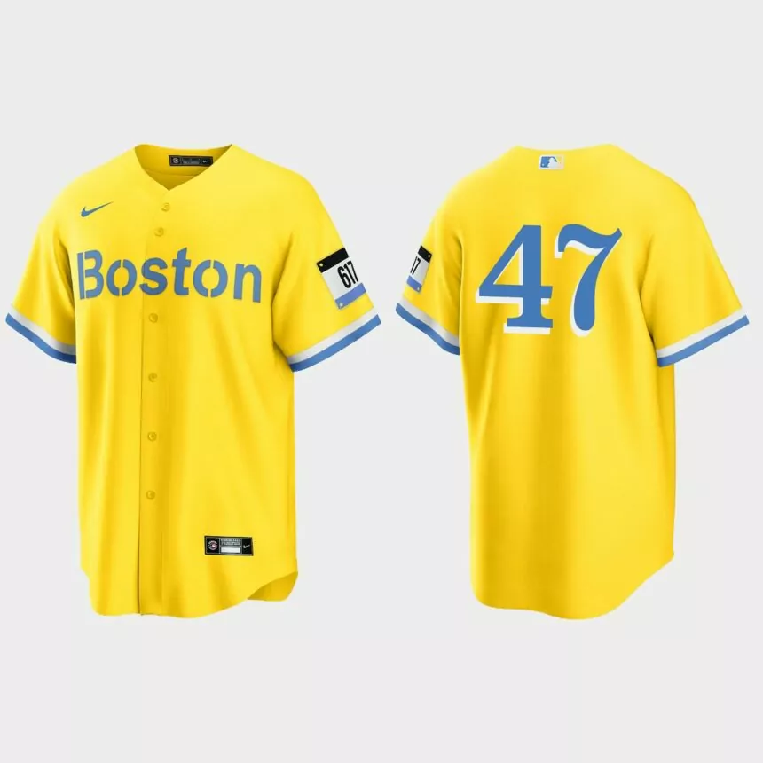 Boston Red Sox Yolmer Sanchez 2021 City Connect Replica Jersey – Gold Light Blue