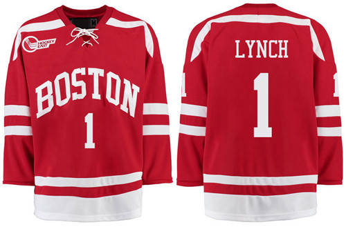 Boston University Terriers BU 1 Nico Lynch Red Stitched Hockey Jersey