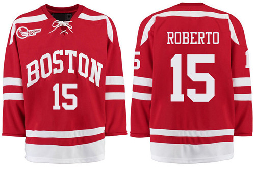 Boston University Terriers BU 15 Nick Roberto Red Stitched Hockey Jersey