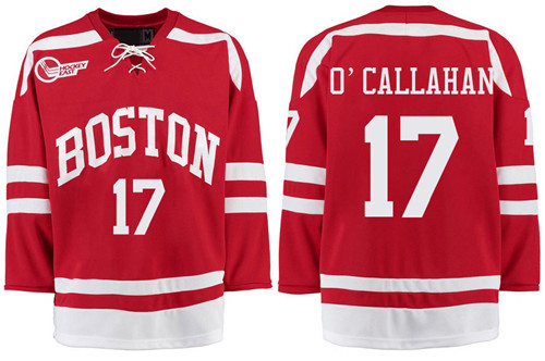 Boston University Terriers BU 17 Jack O'Callahan Red Stitched Hockey Jersey