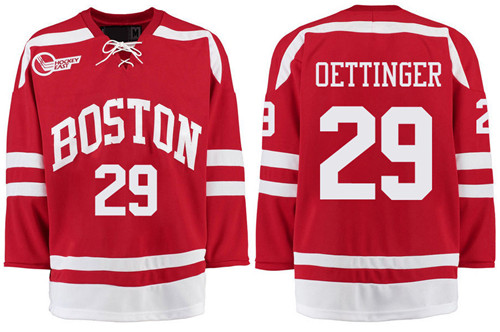 Boston University Terriers BU 29 Jake Oettinger Red Stitched Hockey Jersey