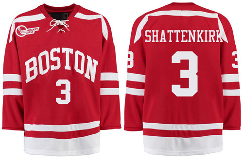 Boston University Terriers BU 3 Kevin Shattenkirk Red Stitched Hockey Jersey