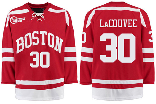 Boston University Terriers BU 30 Connor LaCouvee Red Stitched Hockey Jersey