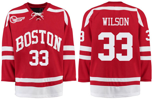 Boston University Terriers BU 33 Colin Wilson Red Stitched Hockey Jersey