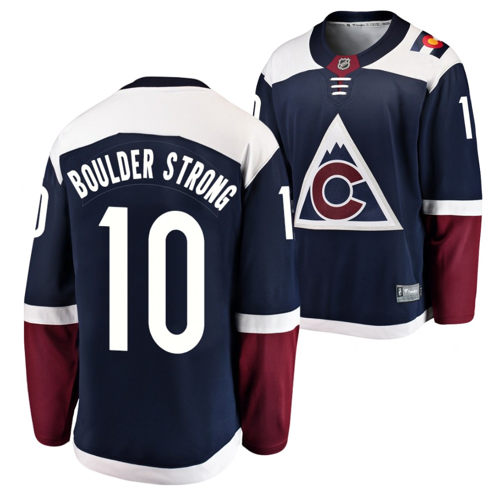 Boulder Strong Jersey Colorado Avalanche Honor Victims Navy Special Men