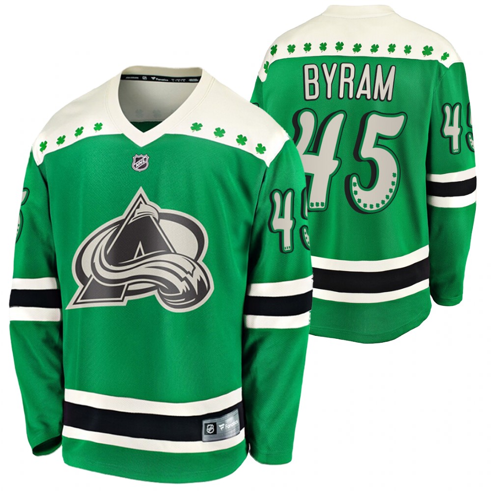 Bowen Byram Avalanche 2021 St Patricks Day Green #45 Jersey