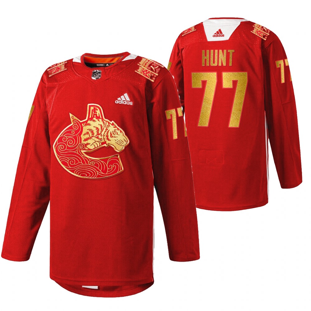 Brad Hunt Vancouver Canucks Red 2022 Lunar New Year Jersey Limited edition Warmup