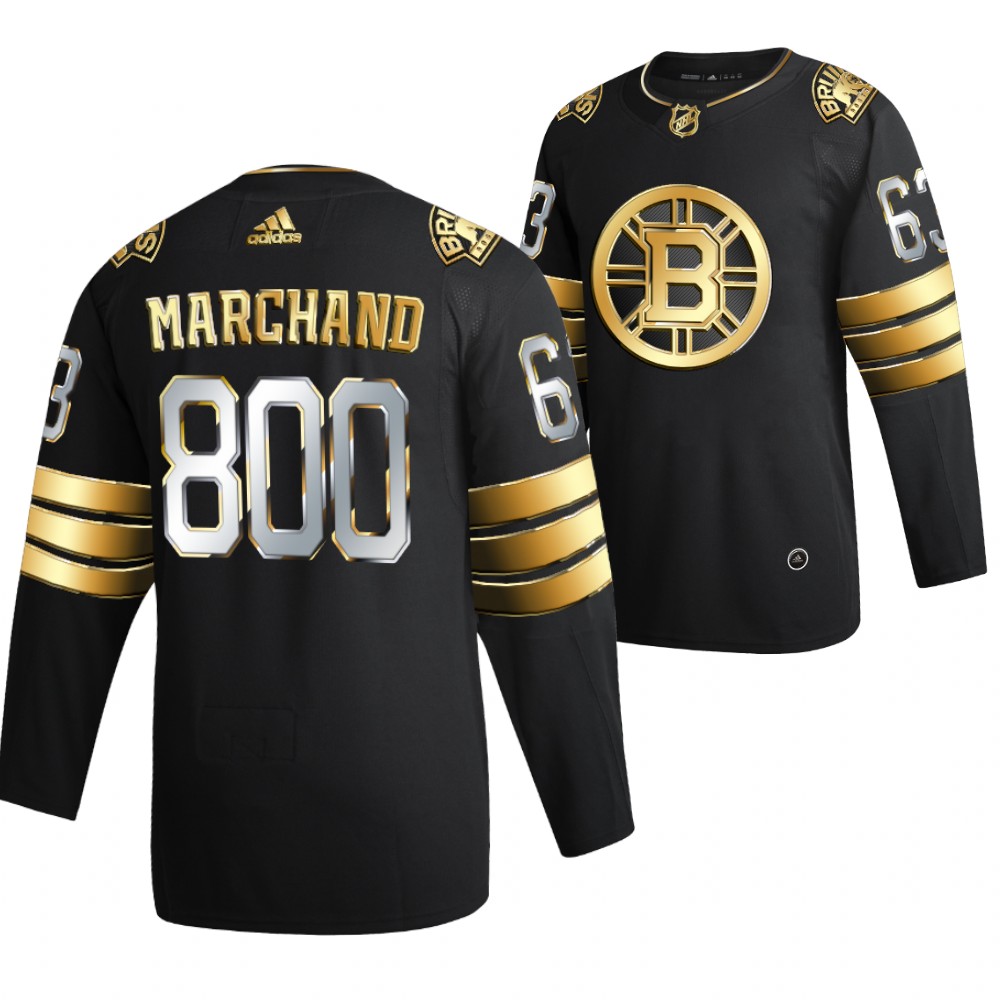 Brad Marchand #63 Bruins 800 Career Games Jersey Golden Limited Stitched