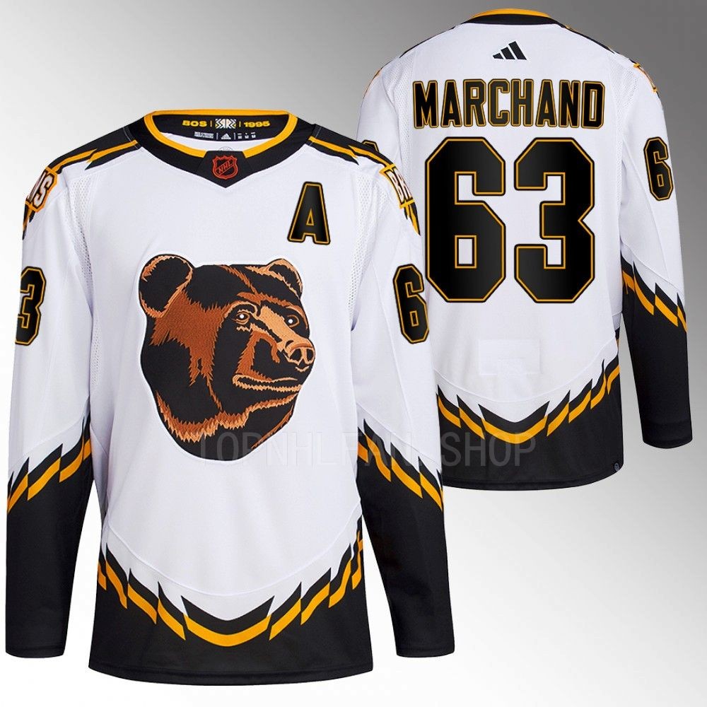 Brad Marchand 2022 Boston Bruins White Reverse Retro 2.0 Authentic Primegreen Jersey Stitched
