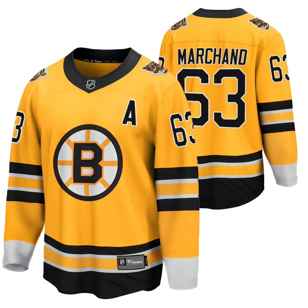 Brad Marchand Boston Bruins 2021 Special Edition Gold Men Jersey Reverse Retro Stitched