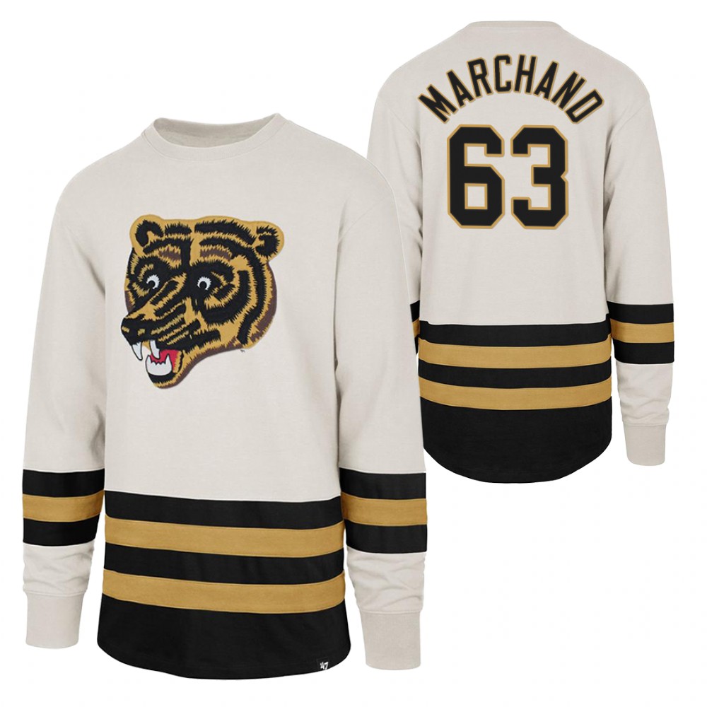 Brad Marchand Boston Bruins Center Ice Crew White Retro Cotton Jersey