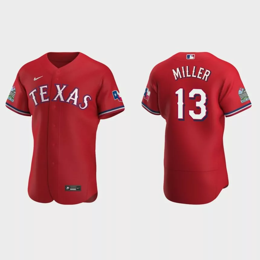 Brad Miller Texas Rangers Authentic Alternate Jersey – Scarlet