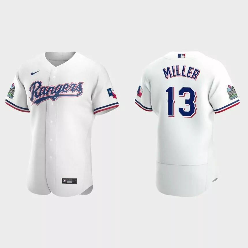 Brad Miller Texas Rangers Authentic Home Jersey – White