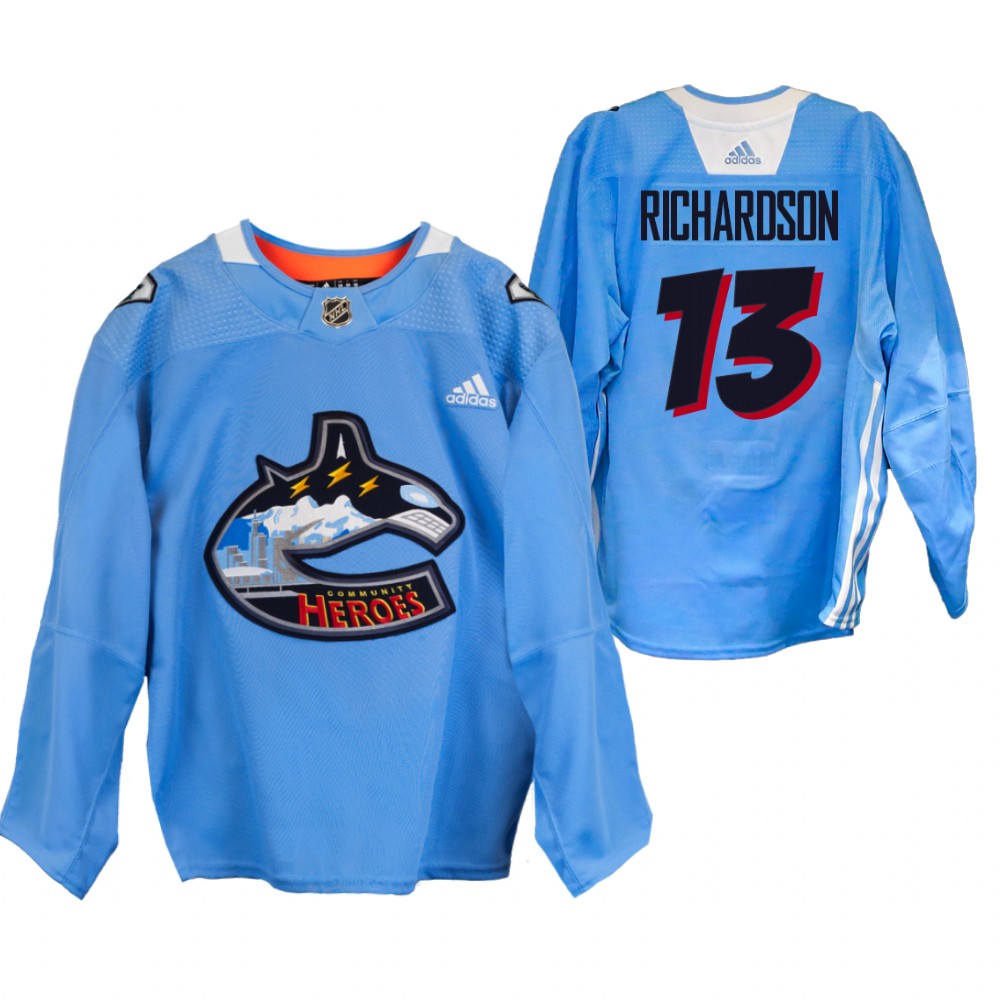 Brad Richardson Canucks Community Heroes Jersey Blue Warm Up