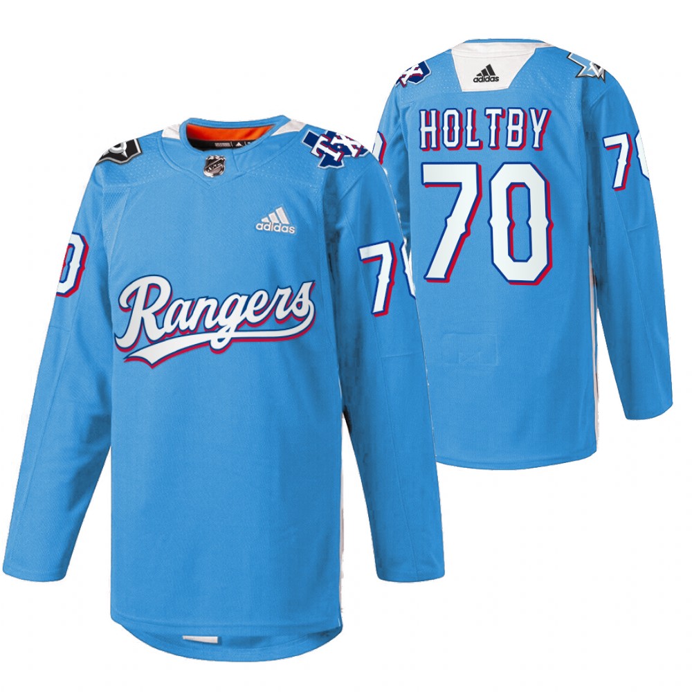 Braden Holtby Stars Texas Rangers Night 2022 Jersey Blue Warmup