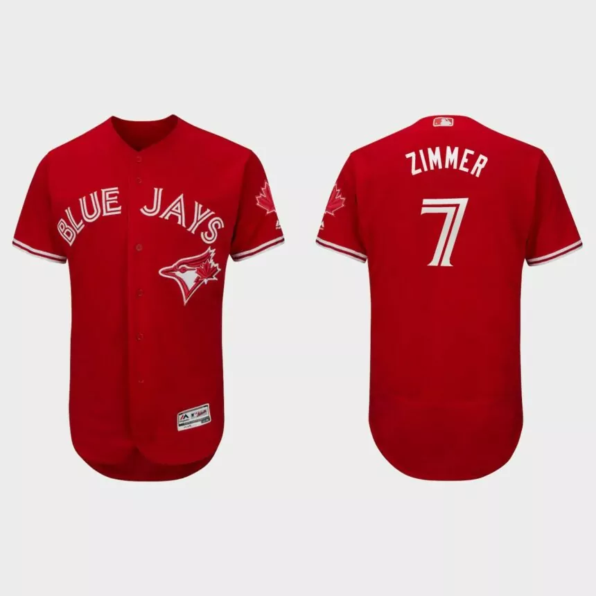 Bradley Zimmer Toronto Blue Jays Canada Day Flex Base Jersey – Scarlet