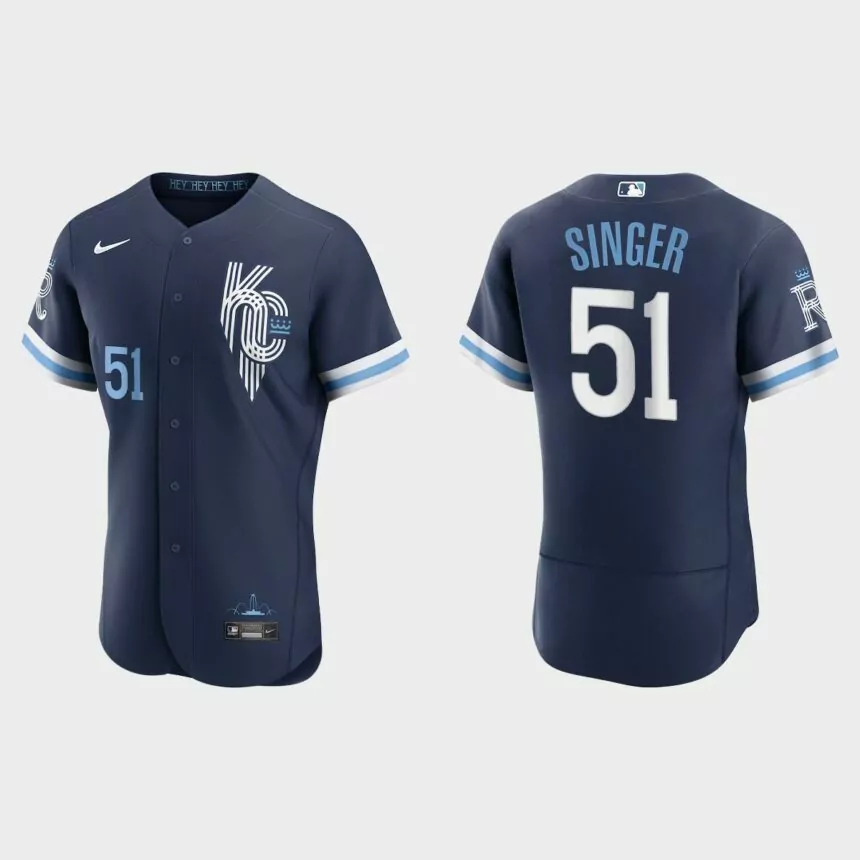 Brady Singer Kansas City Royals 2022 City Connect Authentic Jersey – Navy