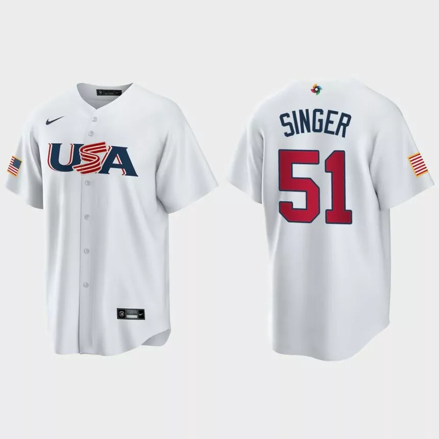 Brady Singer Kansas City Royals 2023 World Baseball Classic USA Replica Jersey – White