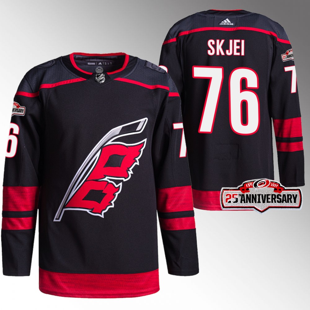 Brady Skjei Carolina Hurricanes 25th Anniversary Black 2022-23 Authentic Home Jersey